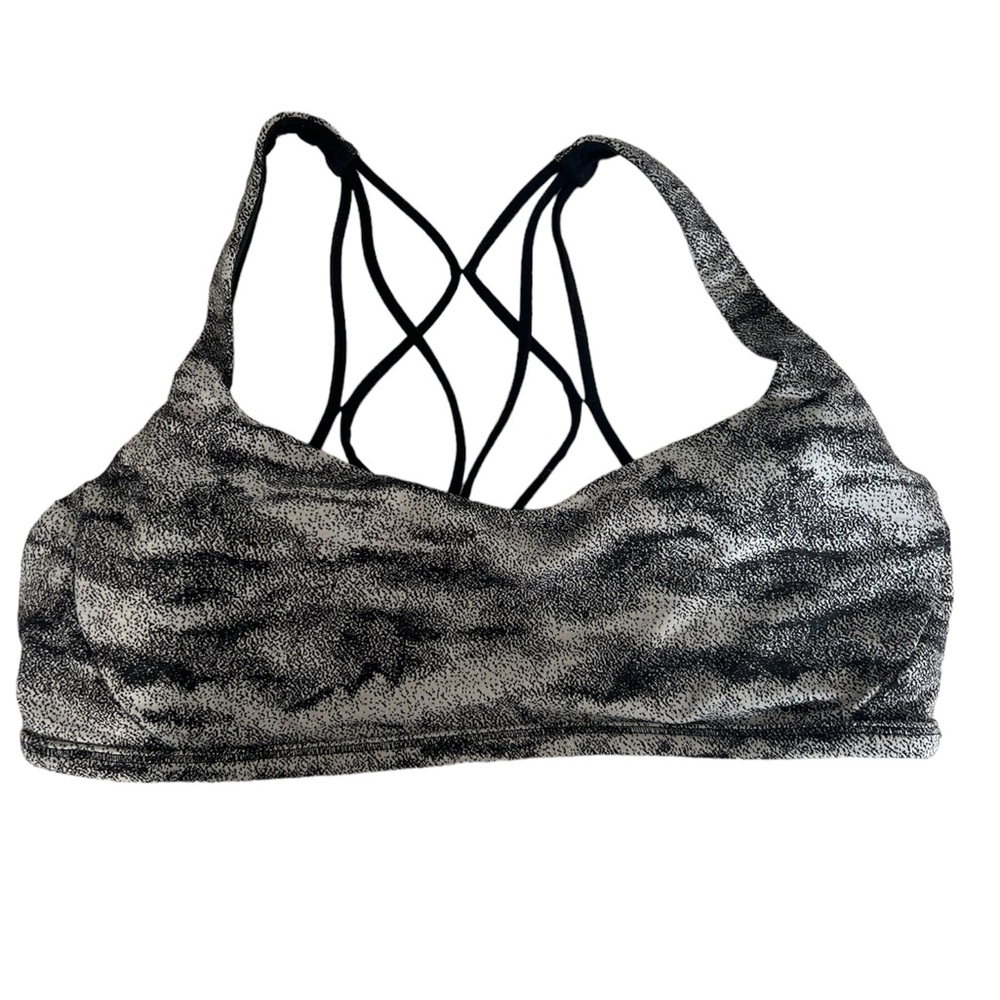 Lululemon Size 10 Black Patterned Sports Bra